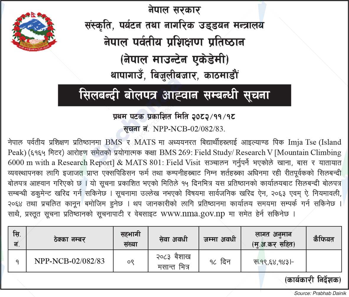 Nepal Mountain Training Academy, Bijulibazar, Kathmandu