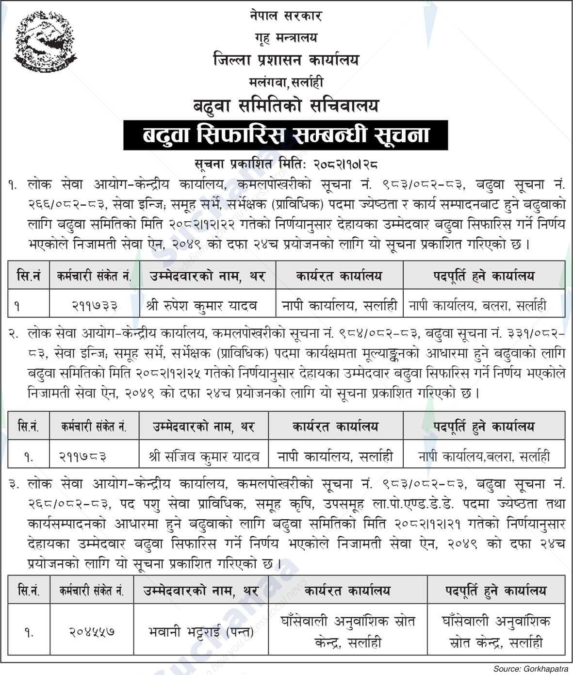 District Administration Office, Sarlahi