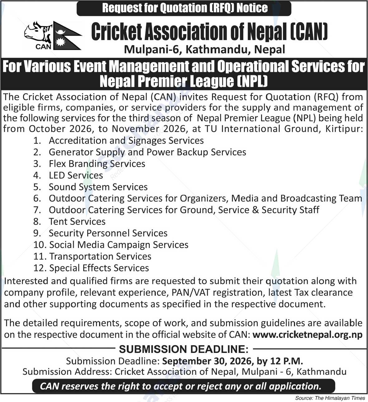 Cricket Association of Nepal (CAN)