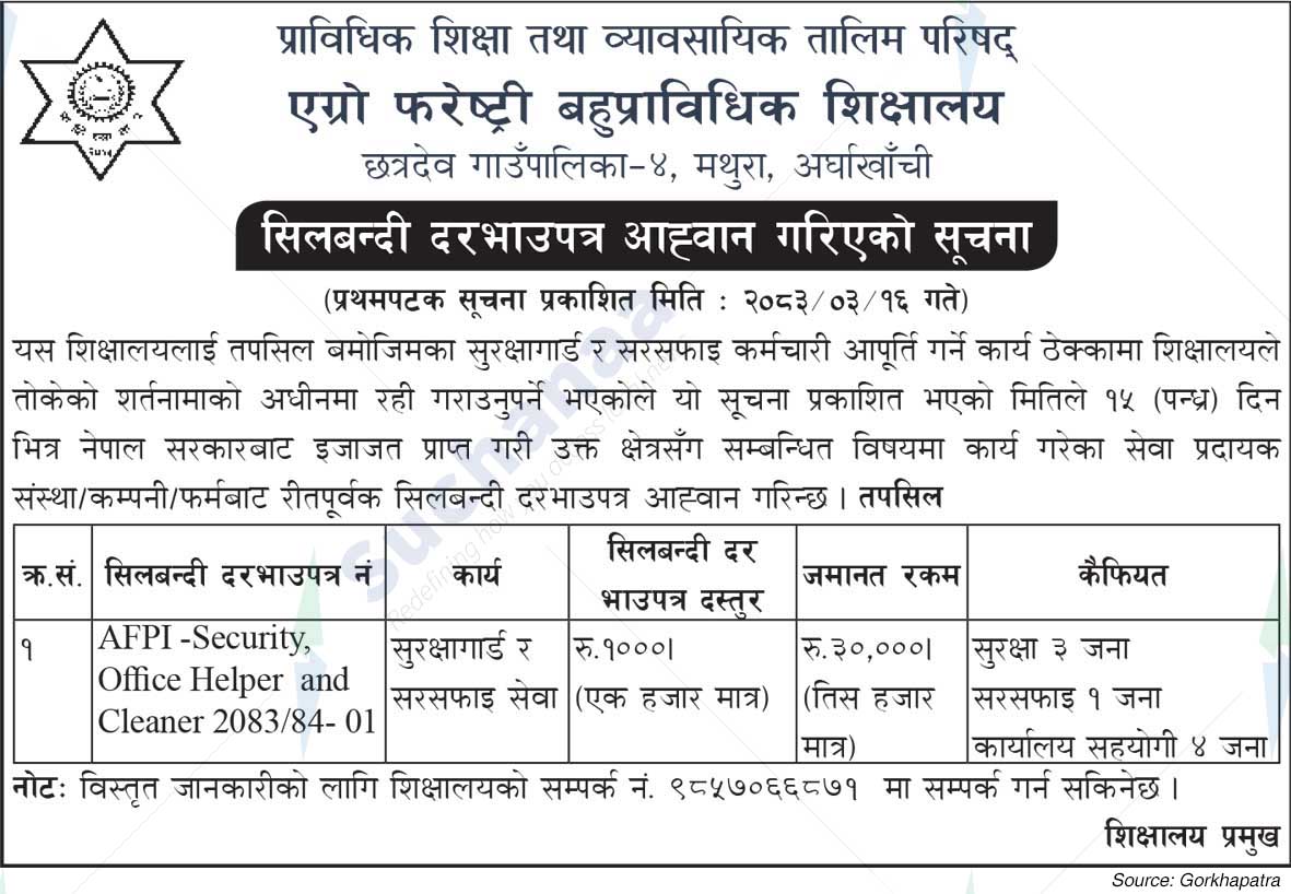 Agro Forestry Polytechnic School, Arghakhanchi