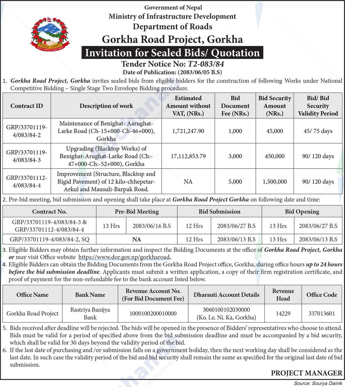 Gorkha Road Project, Gorkha