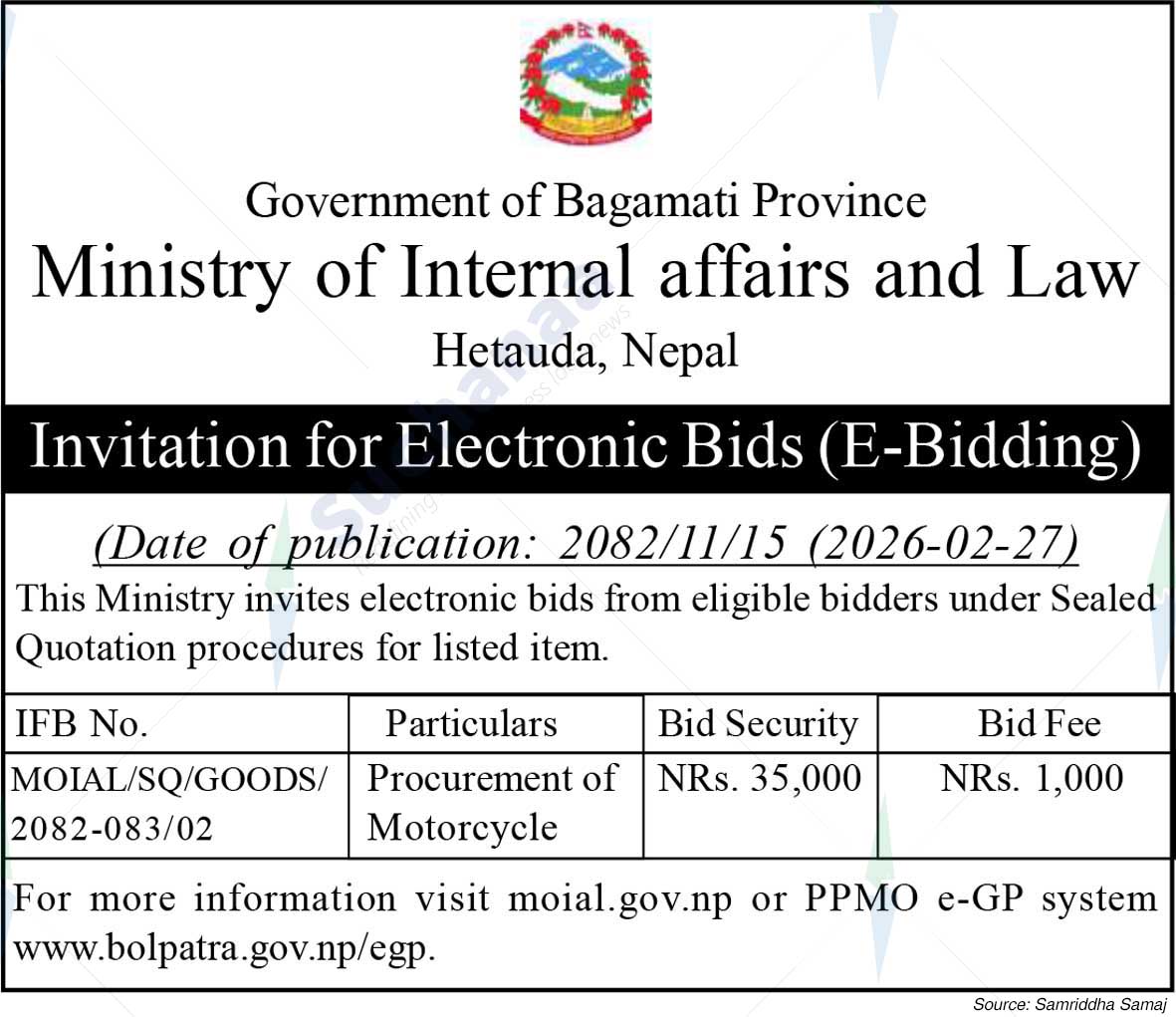 Ministry of Internal Affairs and Law, Bagmati