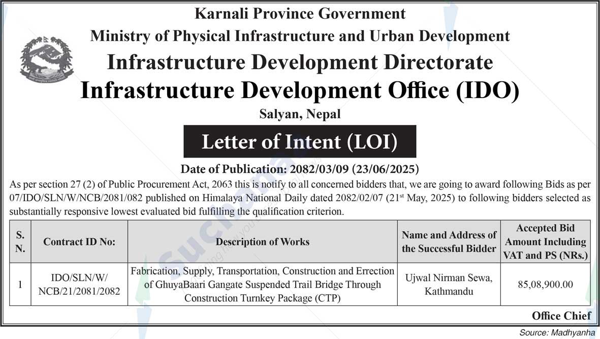 Infrastructure Development Office (IDO), Salyan