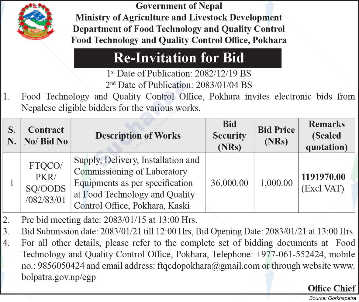 Food Technology and Quality Control Office, Pokhara