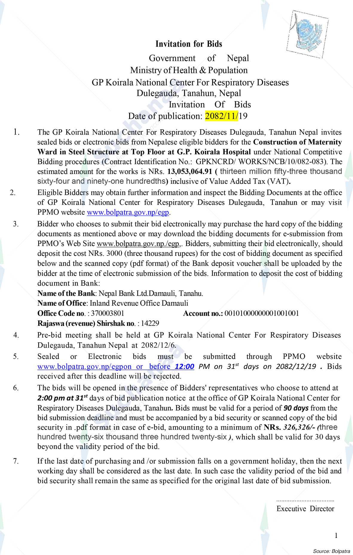 GP Koirala National Centre for Respiratory Diseases