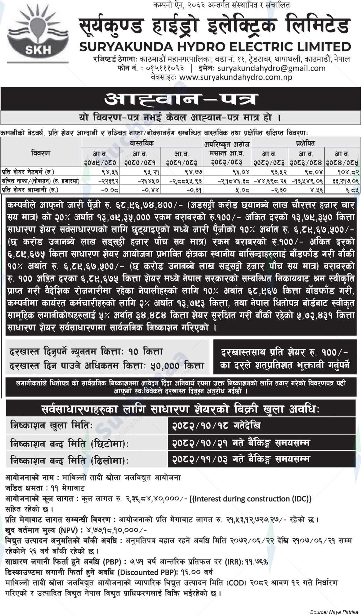 Suryakunda Hydro Electric Limited