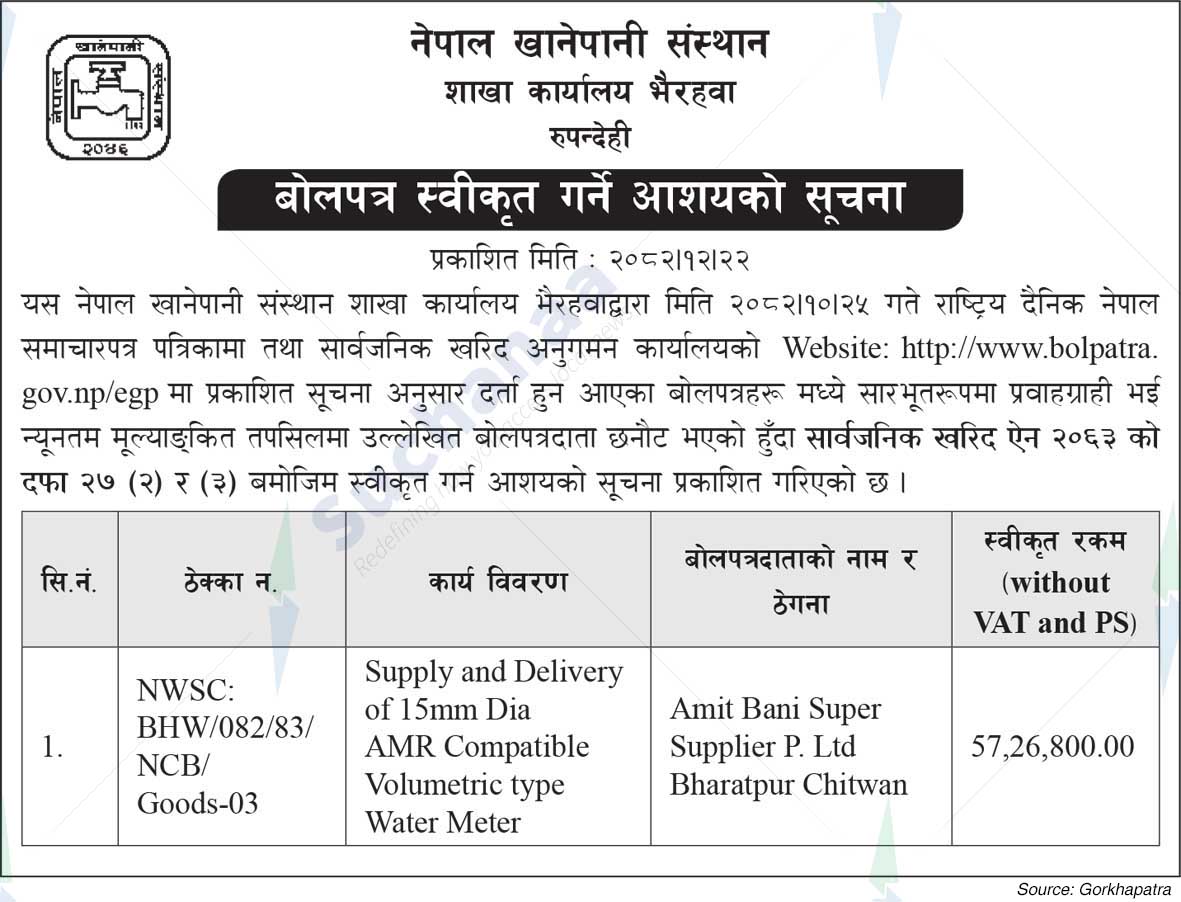 Nepal Water Supply Corporation, Rupandehi