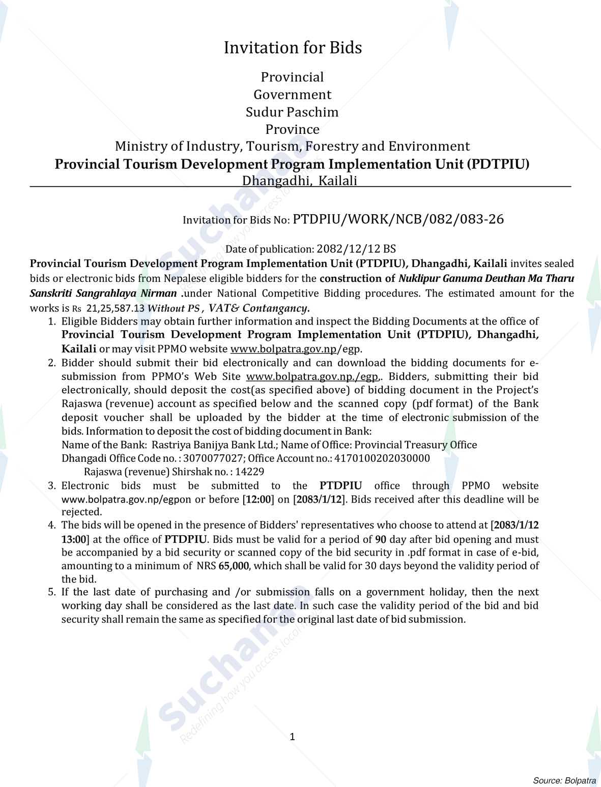 Provincial Tourism Development Program Implementation Unit , Kailali