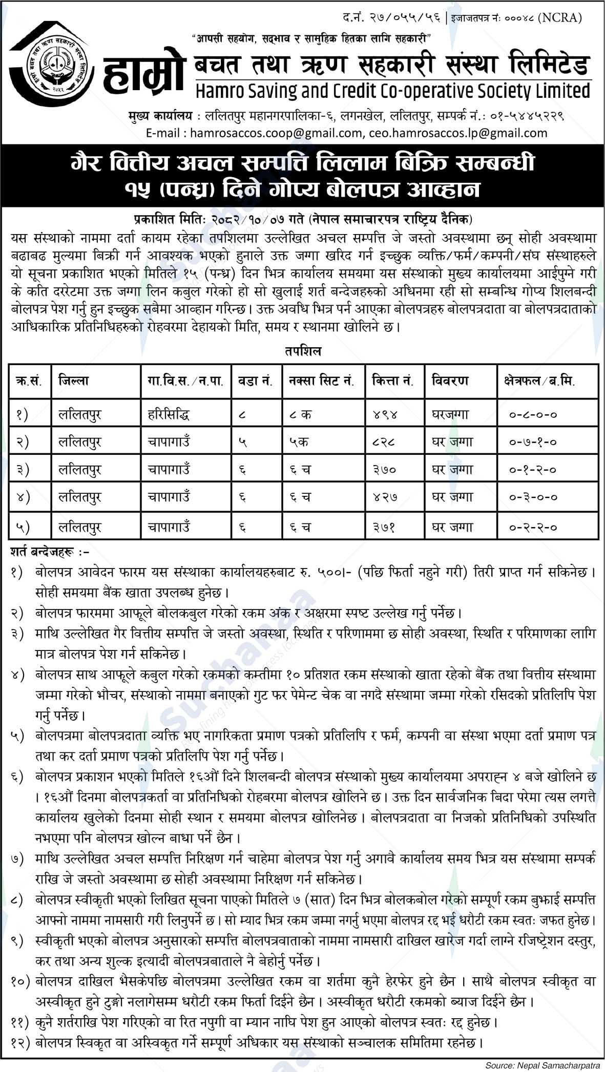 Hamro Saving and Credit Co-operative Society Limited, Lalitpur