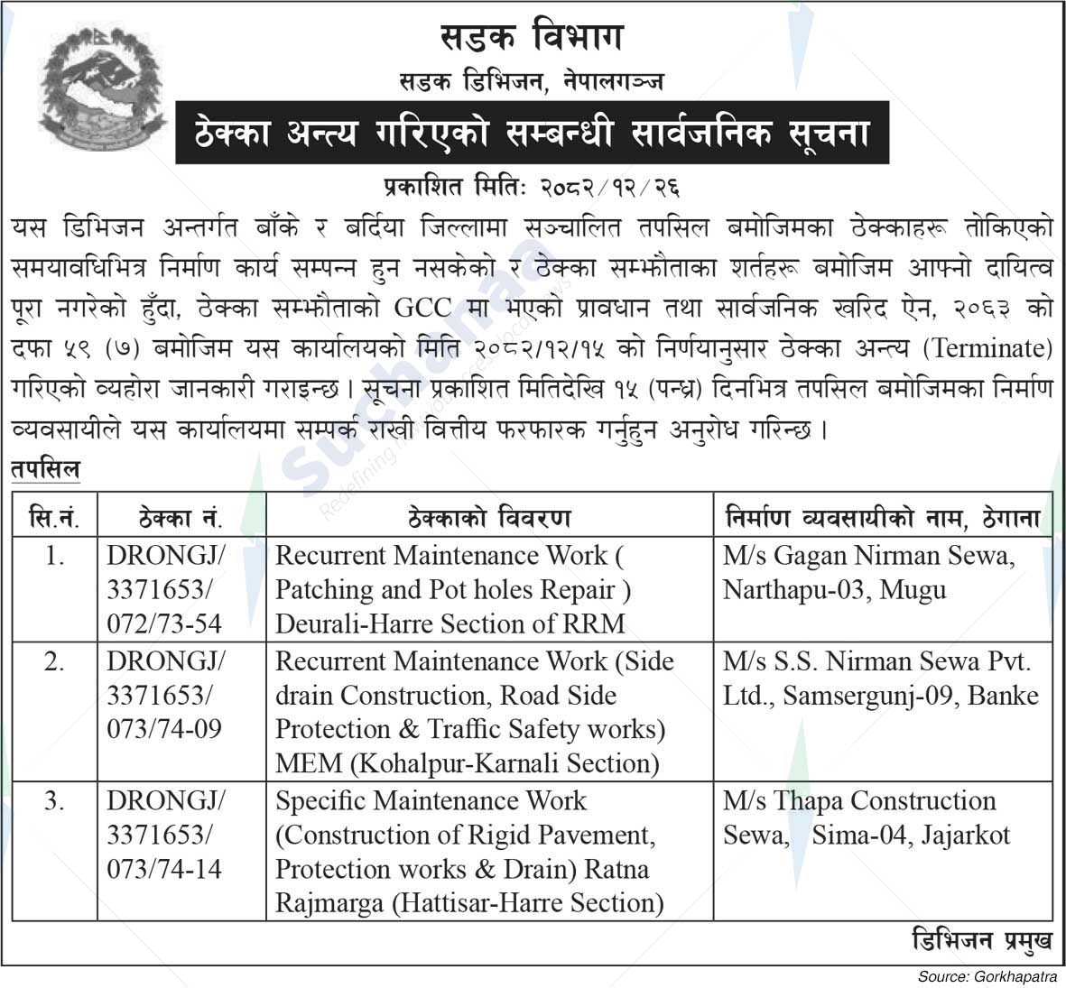 Road Division, Nepalgunj