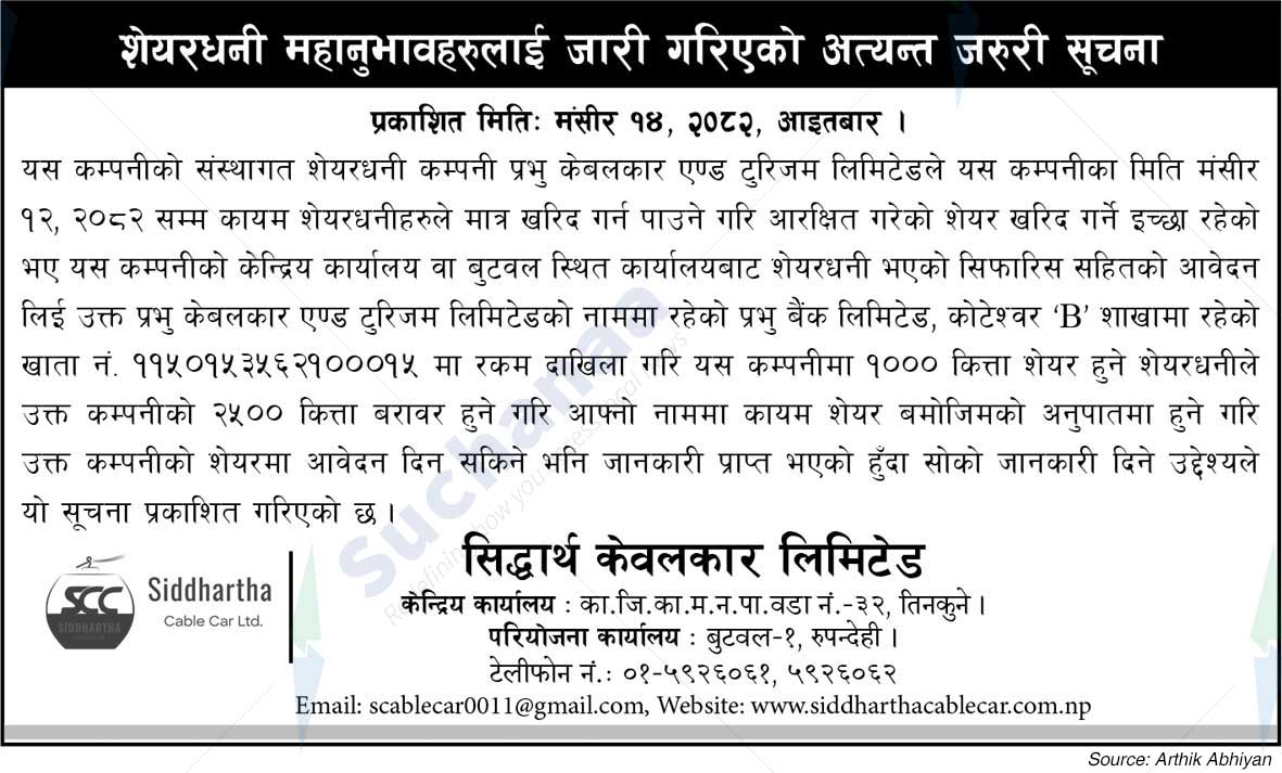 Siddhartha Cablecar Limited