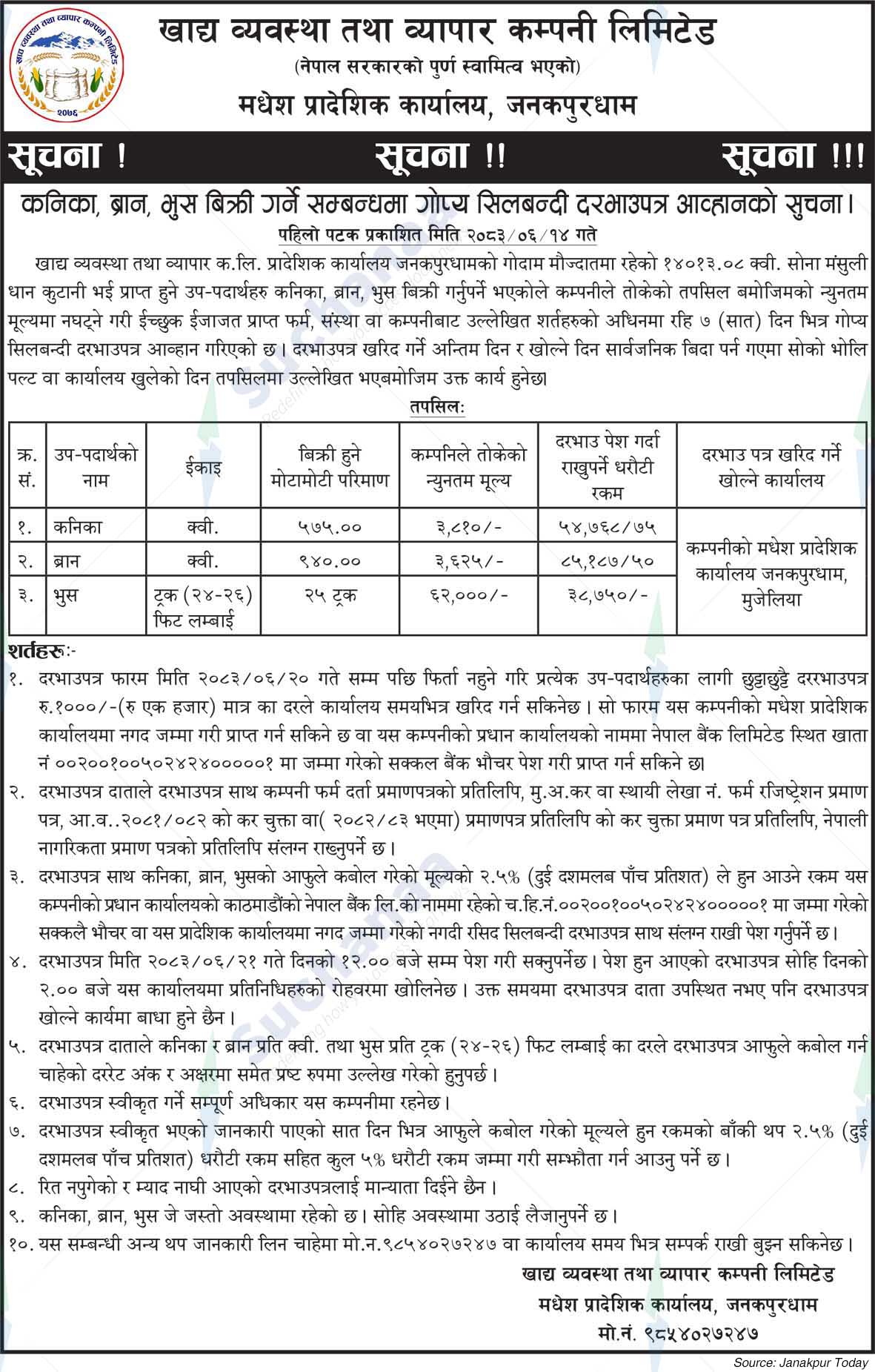 Food Management and Trading Company, Janakpurdham