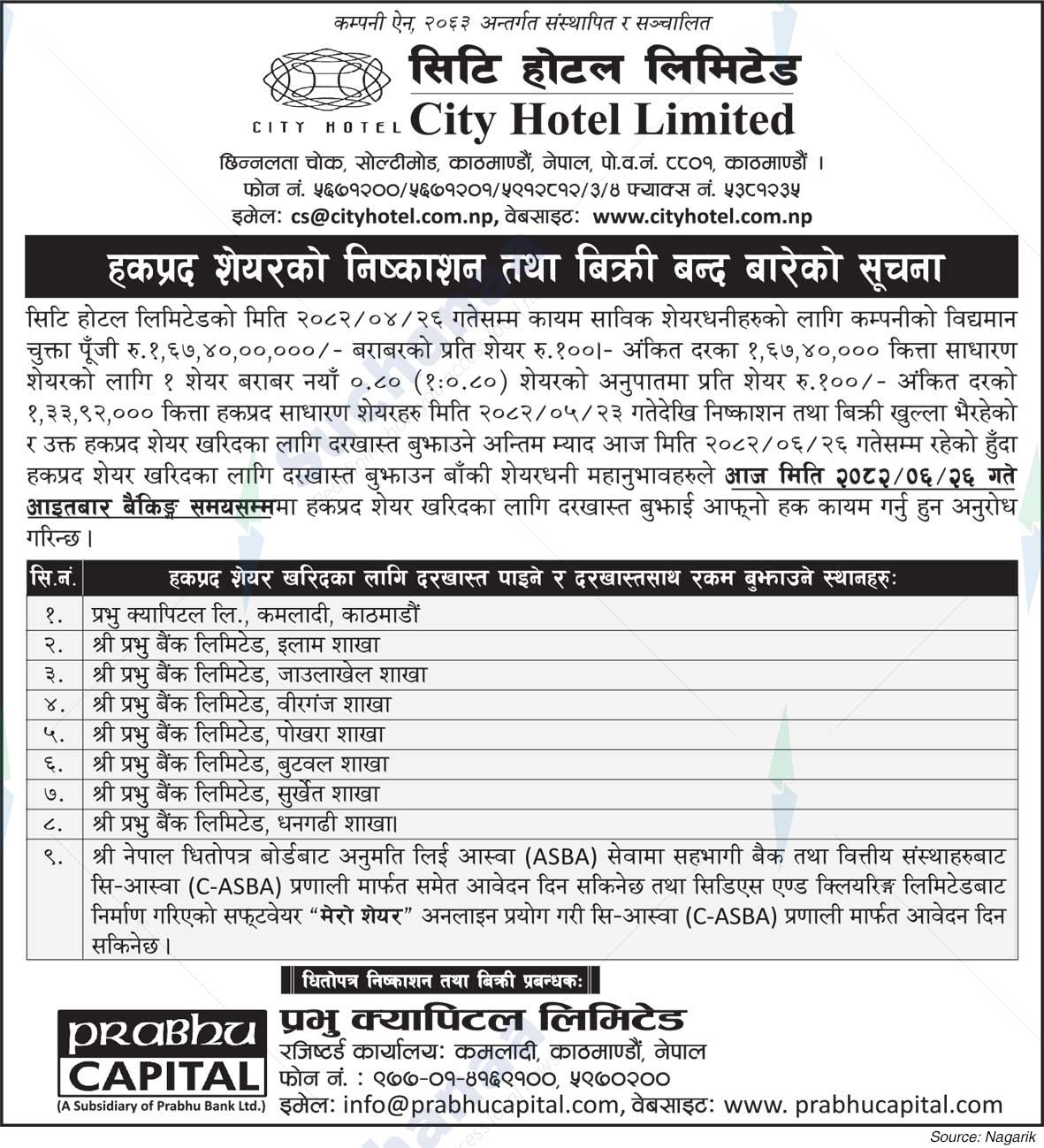 City Hotel Limited
