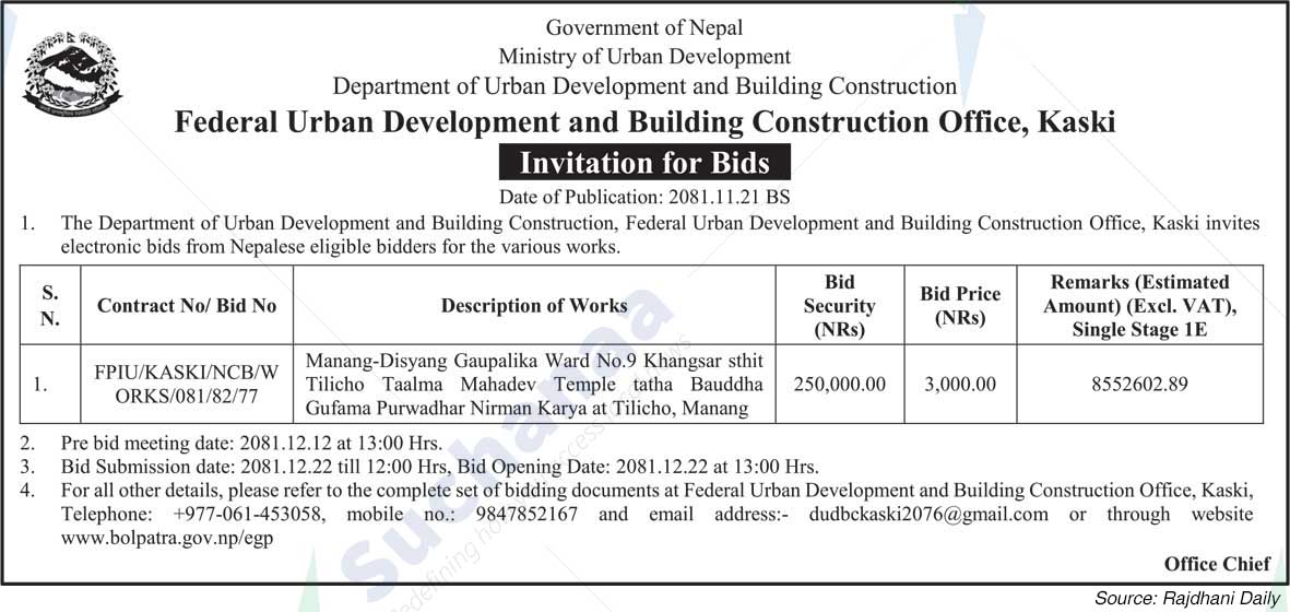 Federal Urban Development and Building Construction Office, Kaski