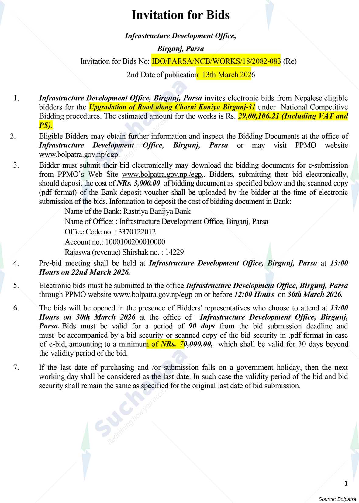 Infrastructure Development Office, Parsa