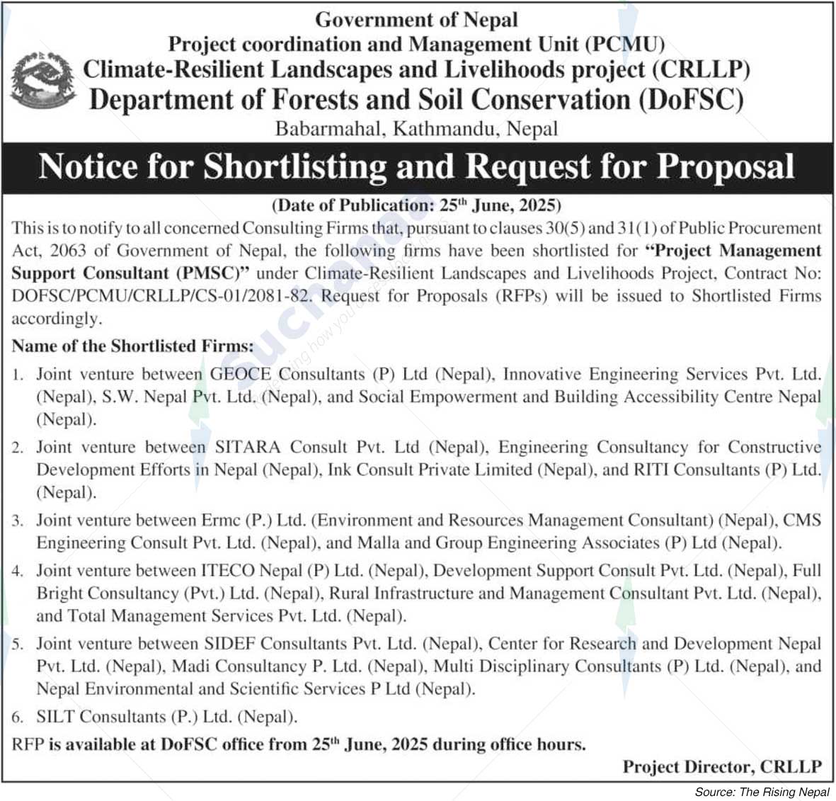 Department of Forests and Soil Conservation (DoFSC)