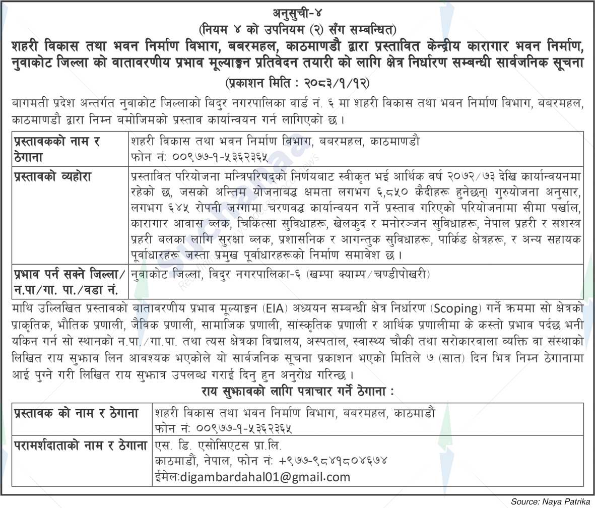 Department of Urban Development and Building Construction, Babarmahal, Kathmandu