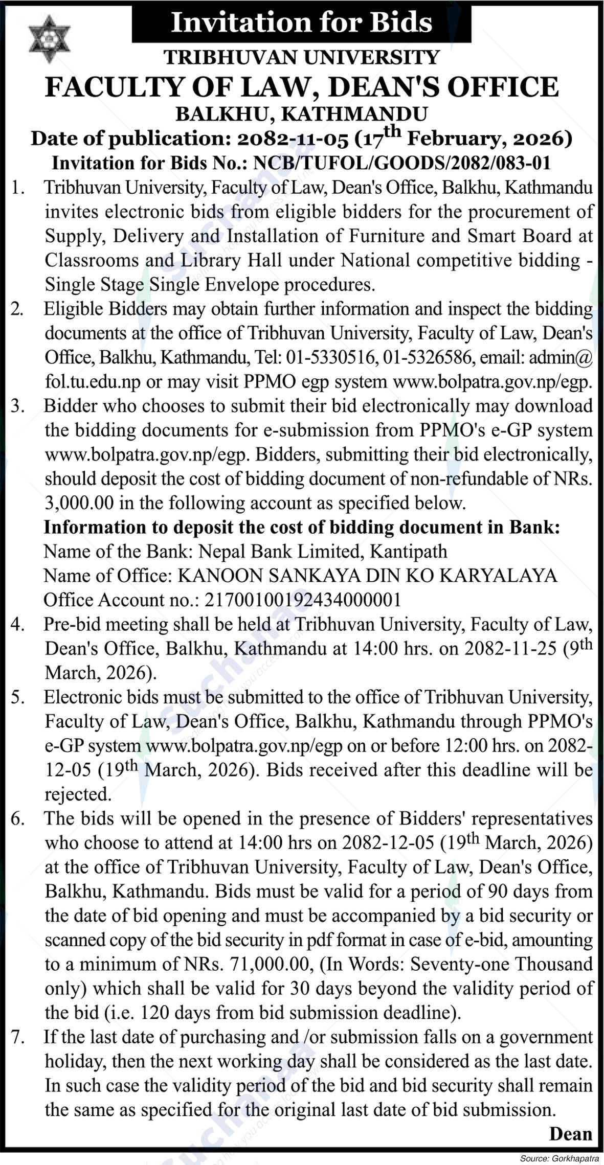 Tribhuvan University, Faculty of Law