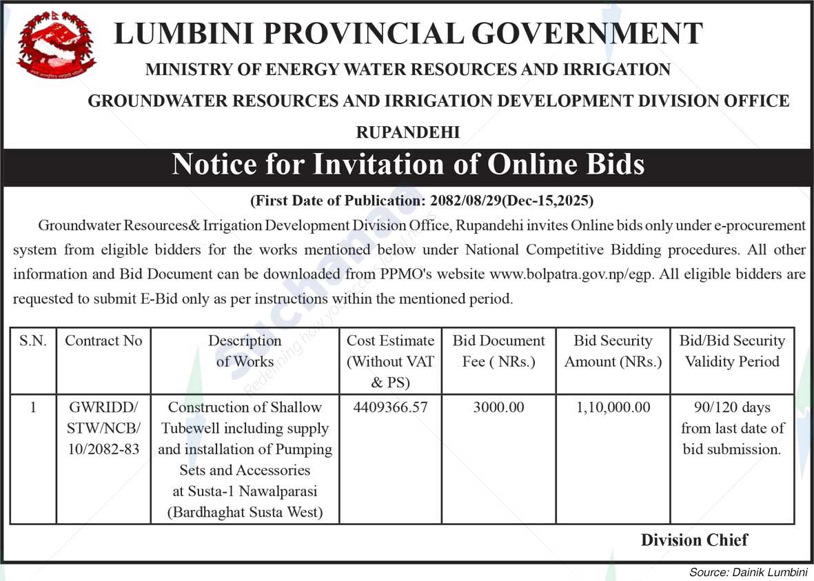 Groundwater Resources And Irrigation Development Division Office, Rupendehi