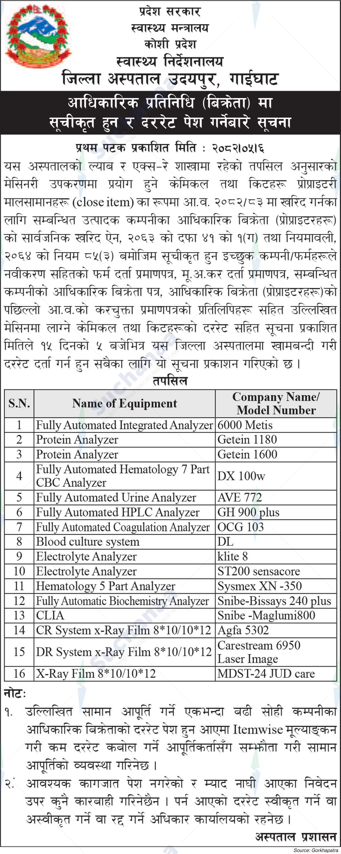 District Hospital Udayapur, Gaighat