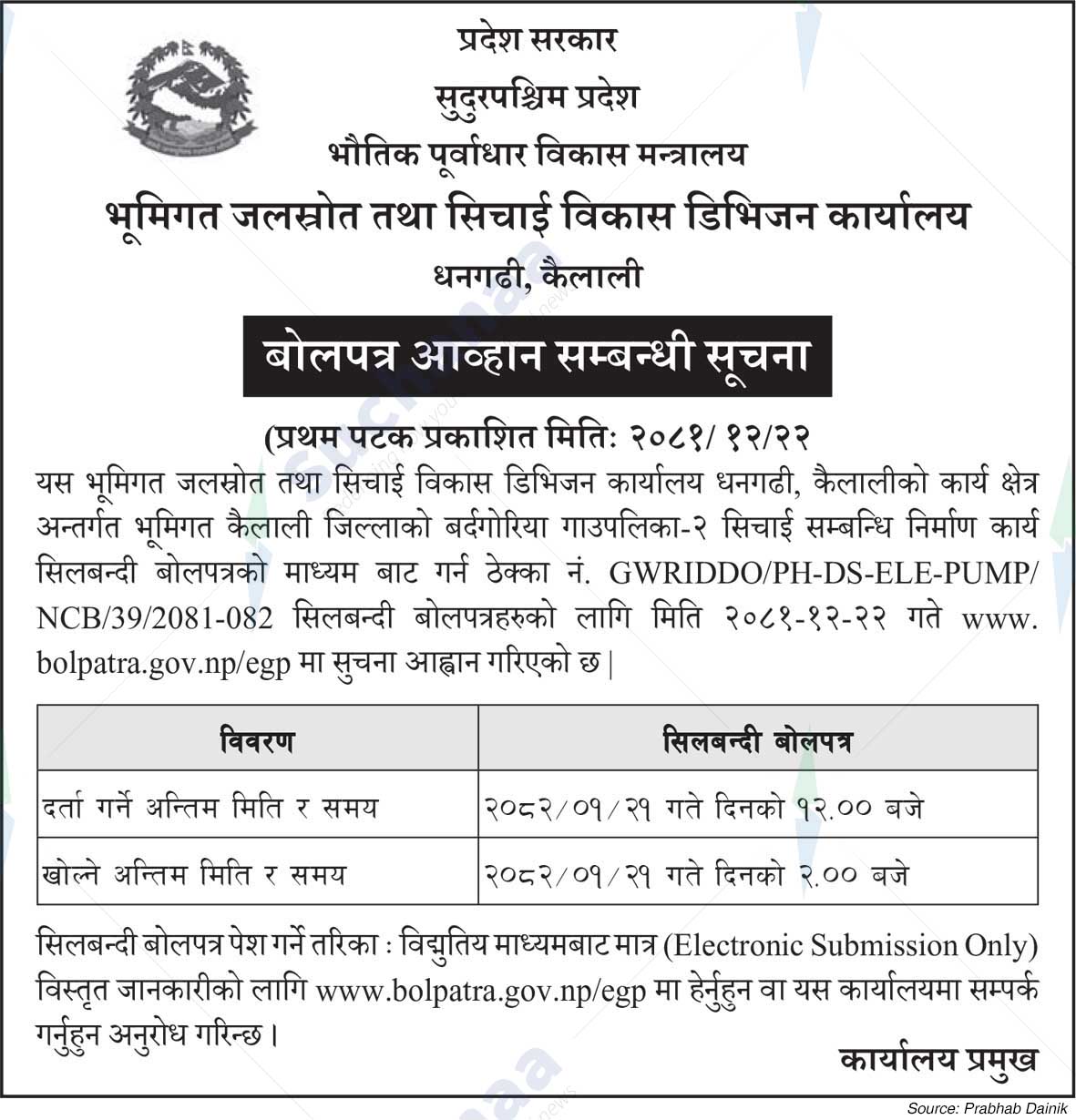 Ground Water Resources and Irrigation Development Division Office