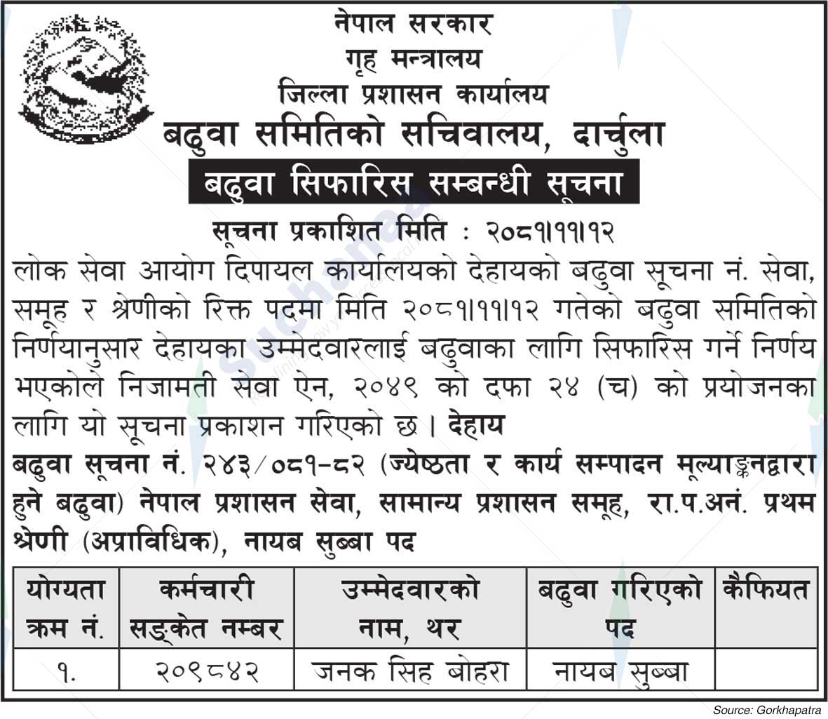 District Administration Office, Darchula