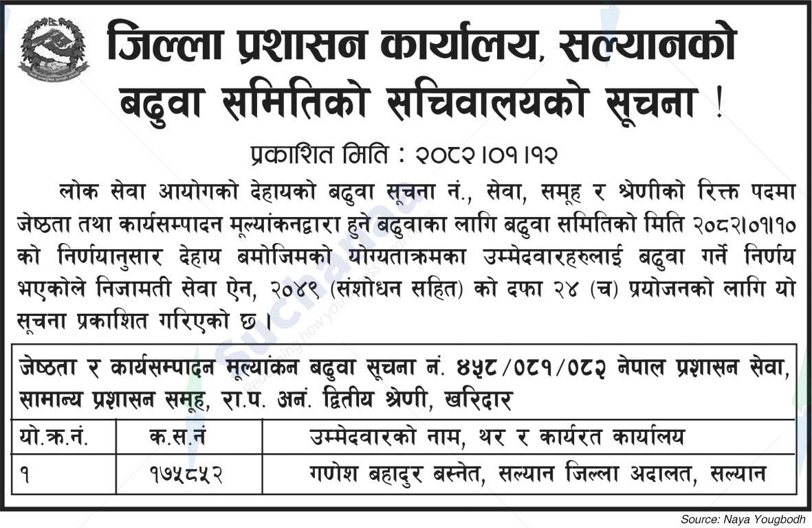 District Administration Office, Salyan