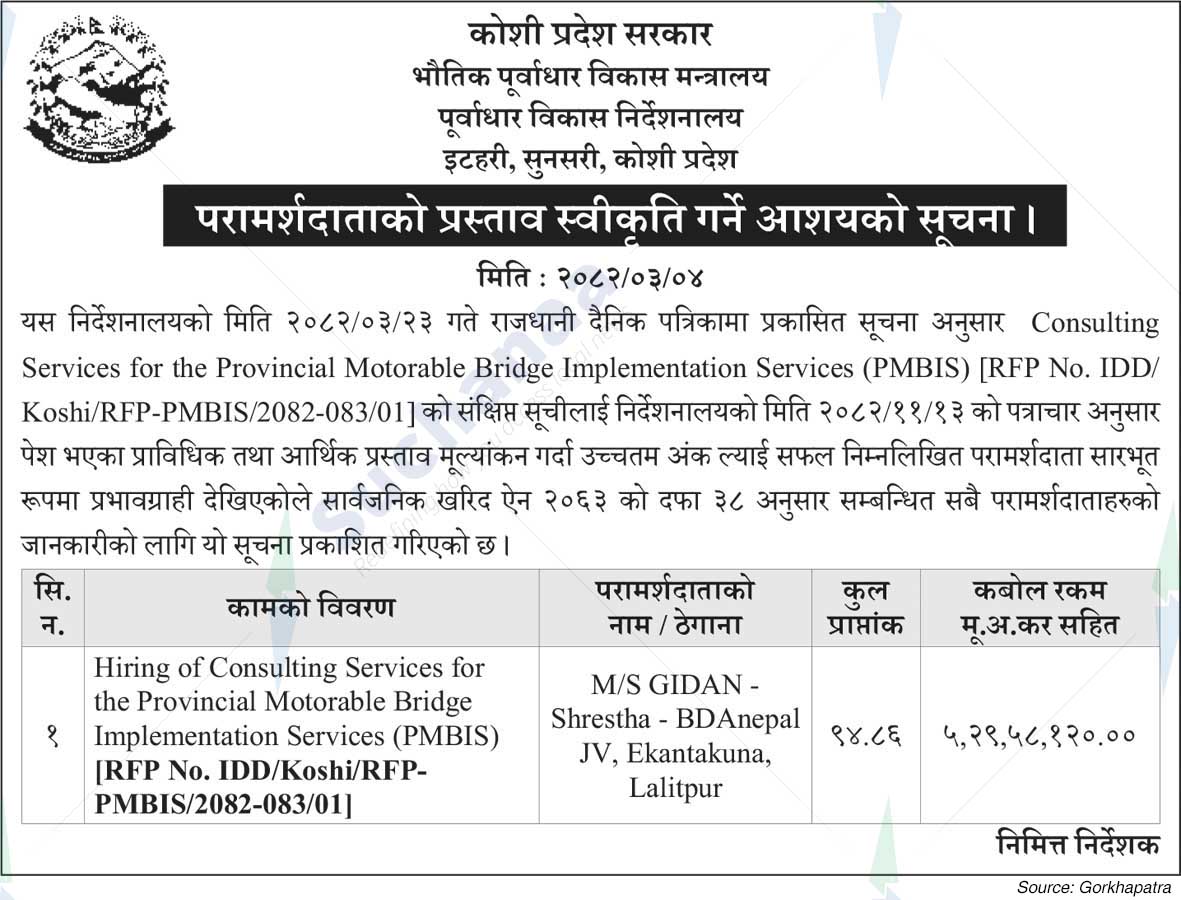 Directorate of Infrastructure Development, Sunsari