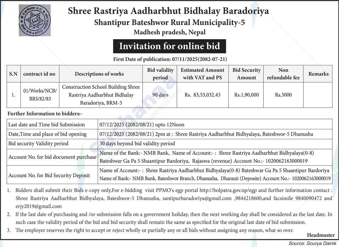 Shree Rastriya Aadharbhut Bidhalay Baradoriya
