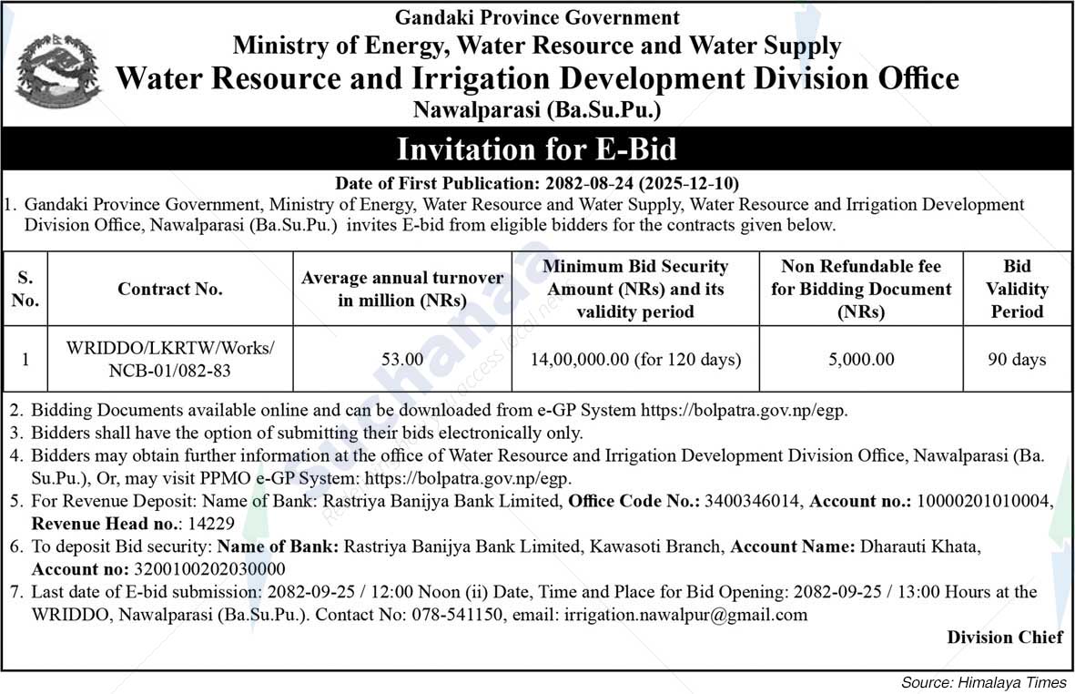 Water Resource and Irrigation Development Division Office, Nawalparasi (Ba.Su.Pu.)