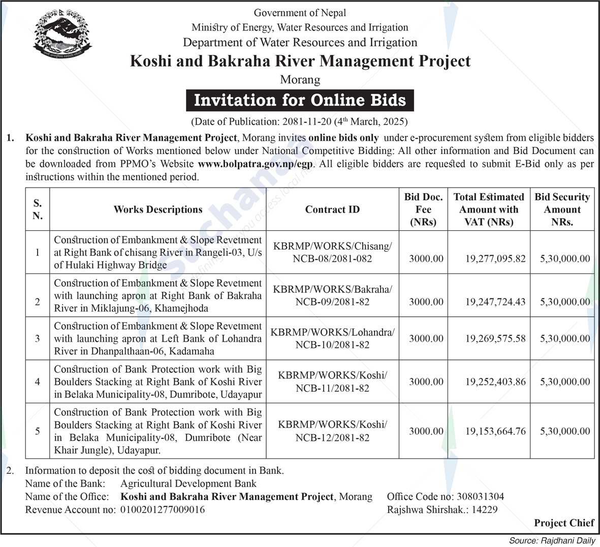 Koshi and Bakraha River Management Project