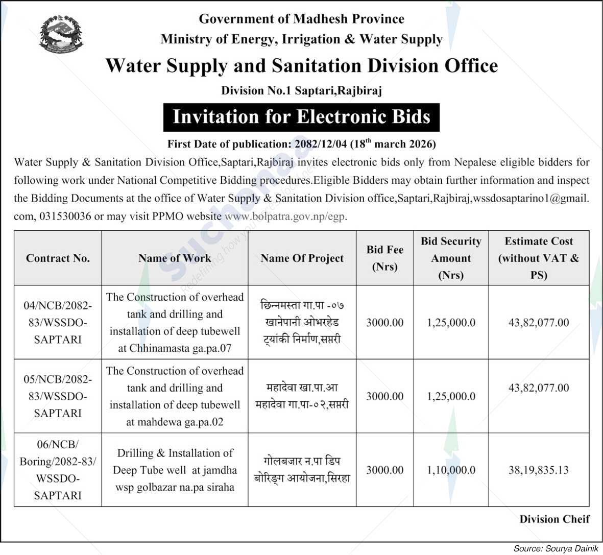 Water Supply and Sanitation Division Office, Saptari