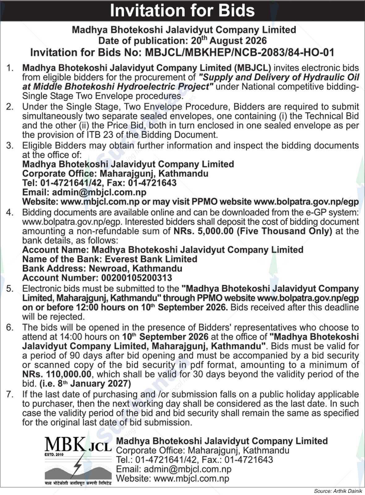 Madhya Bhotekoshi Jalavidyut Company Limited