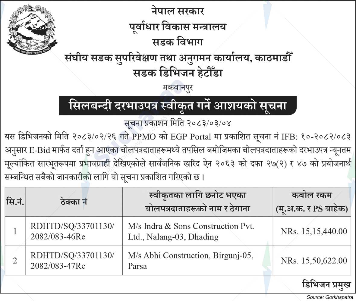 Road Division, Hetauda