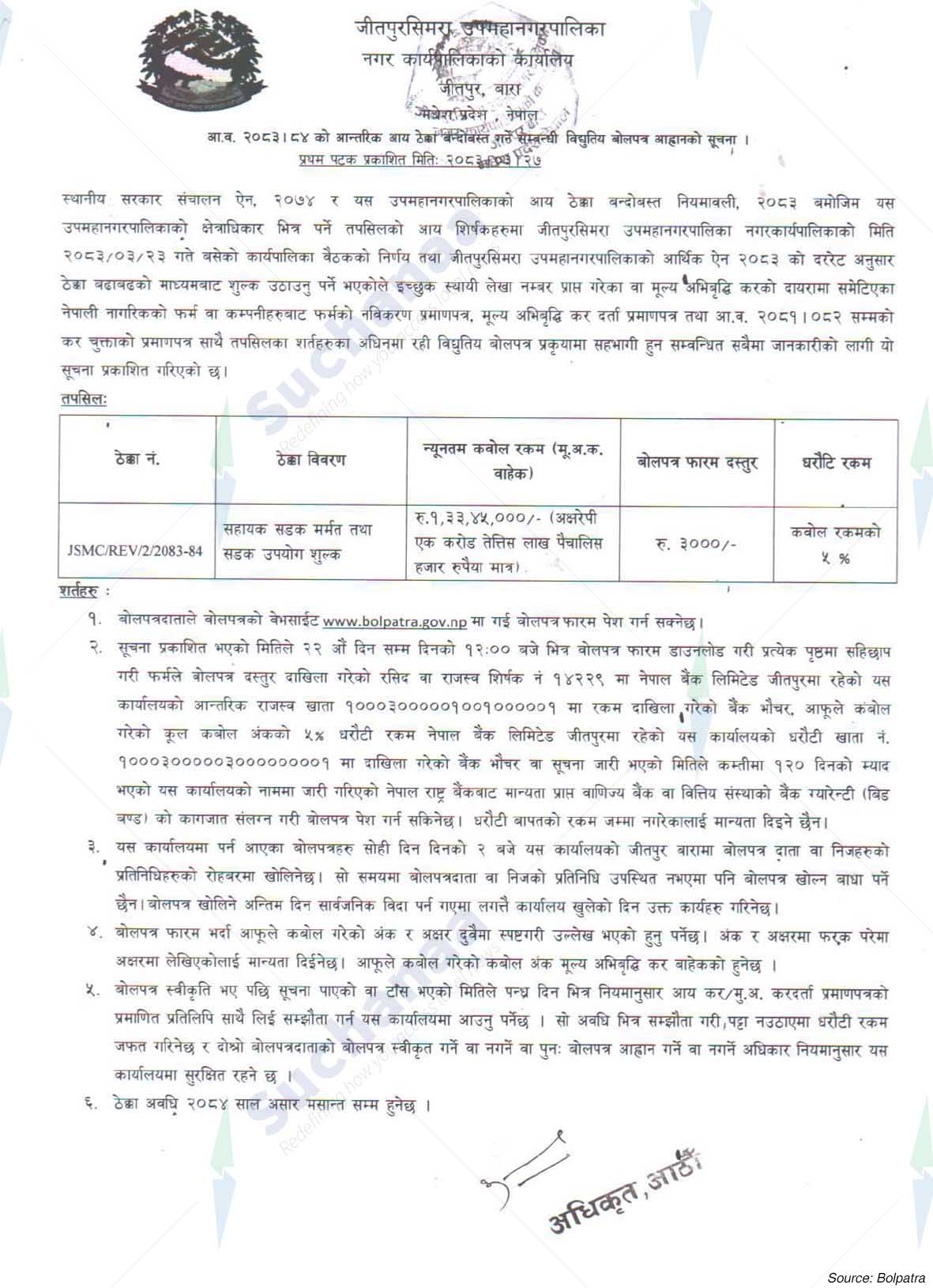 Jeetpursimara Sub-Metropolitian City