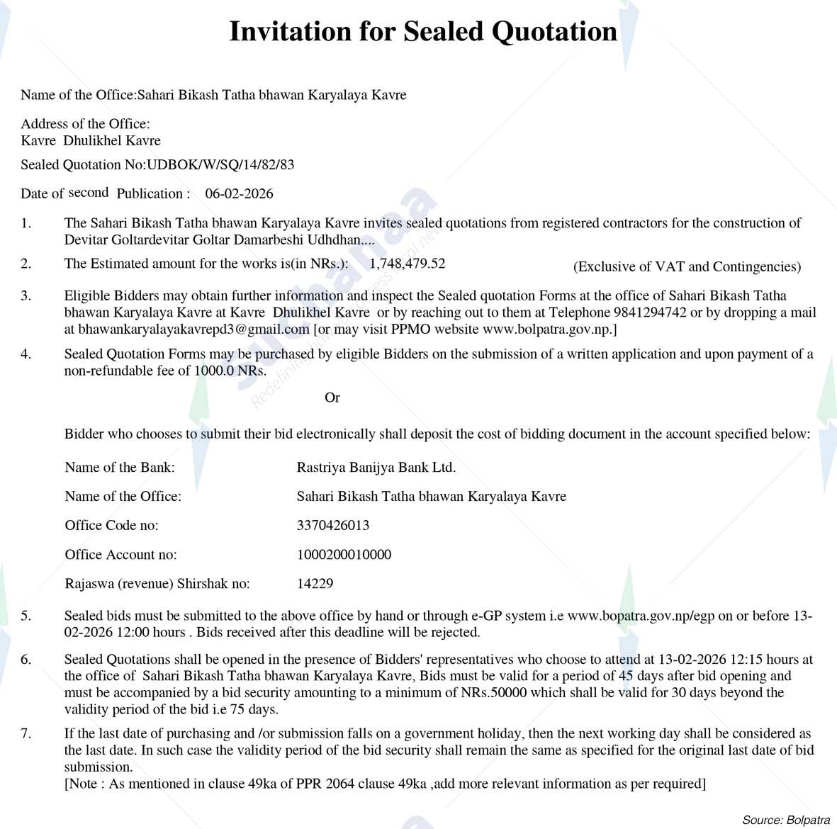 Sahari Bikash Tatha bhawan Karyalaya Kavre