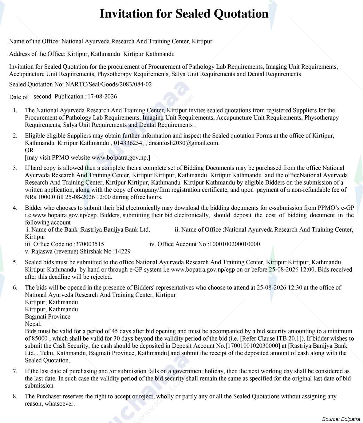 National Ayurveda Research and Training Center (NARTC)