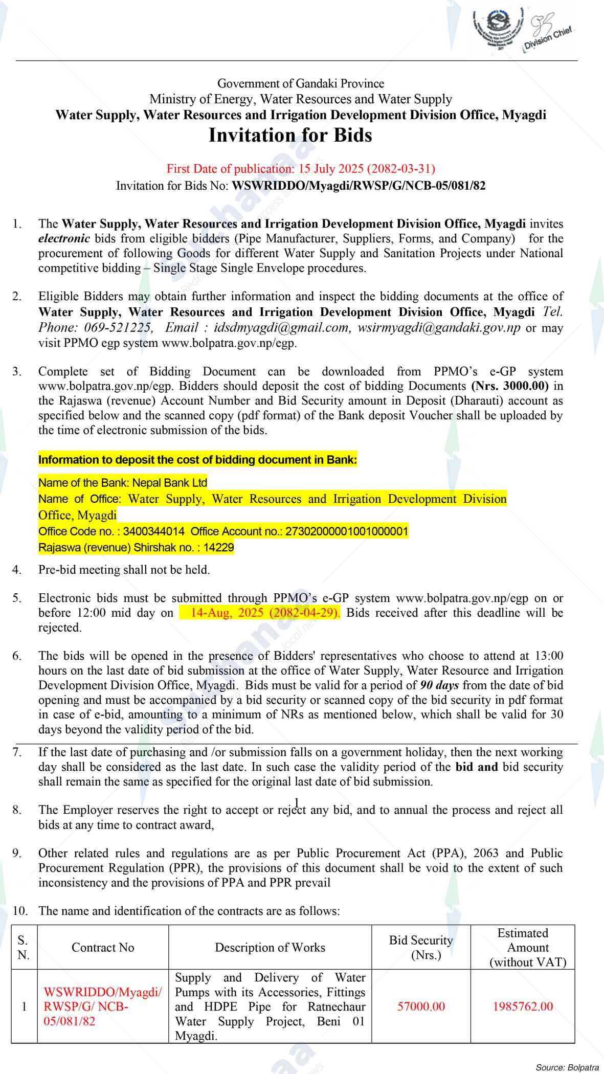 Water Supply, Water Resources and Irrigation Development Division Office, Myagdi