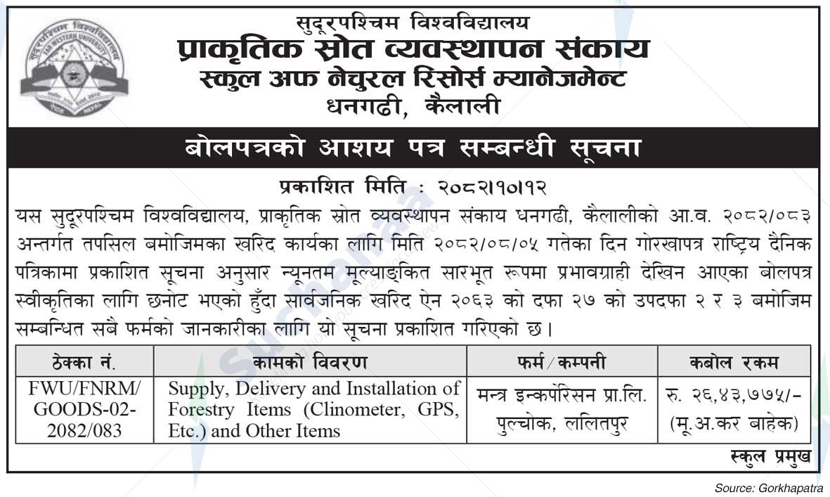 School of Natural Resource Management Dhangadhi, Kailali