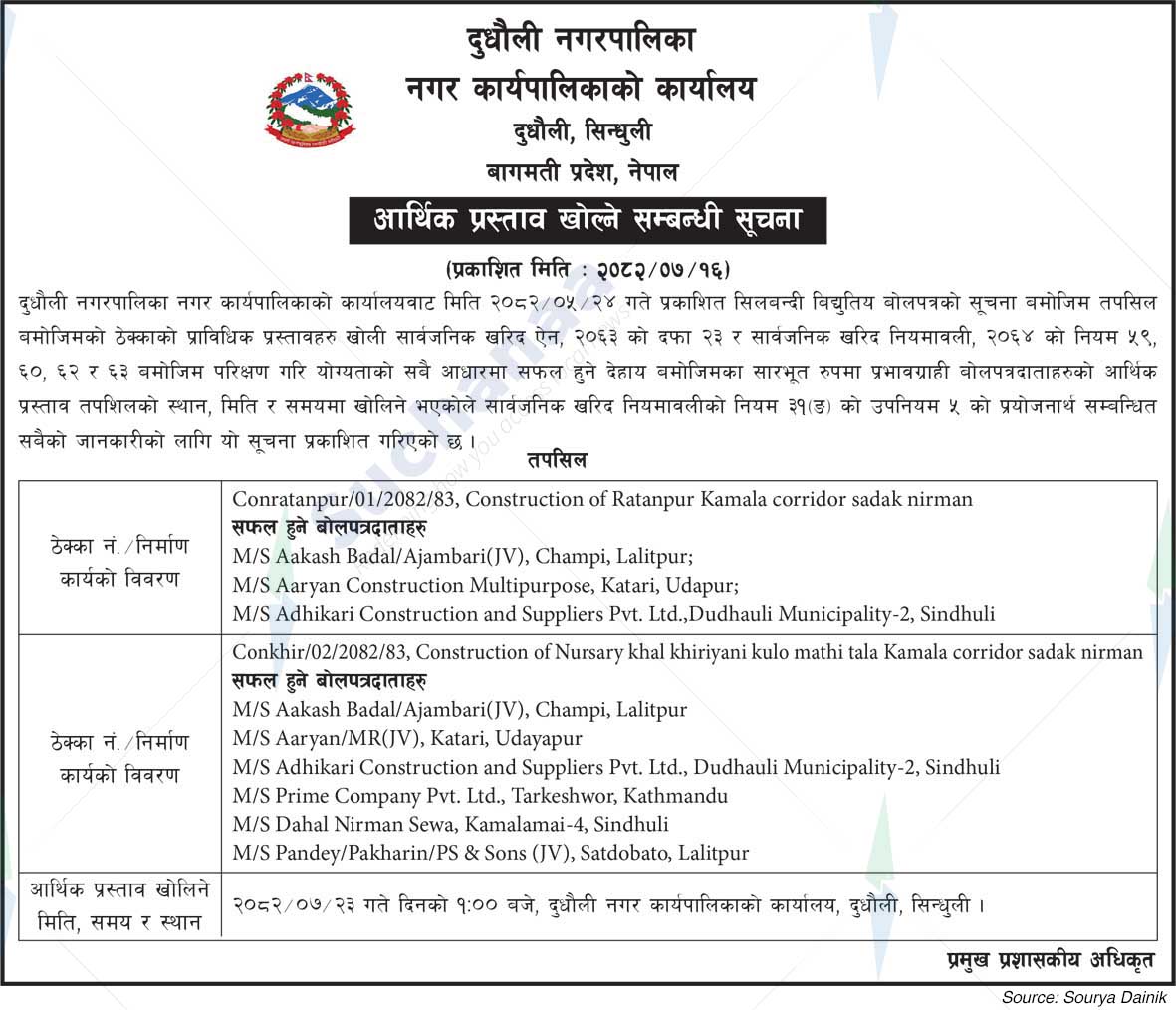 Dudhauli municipality