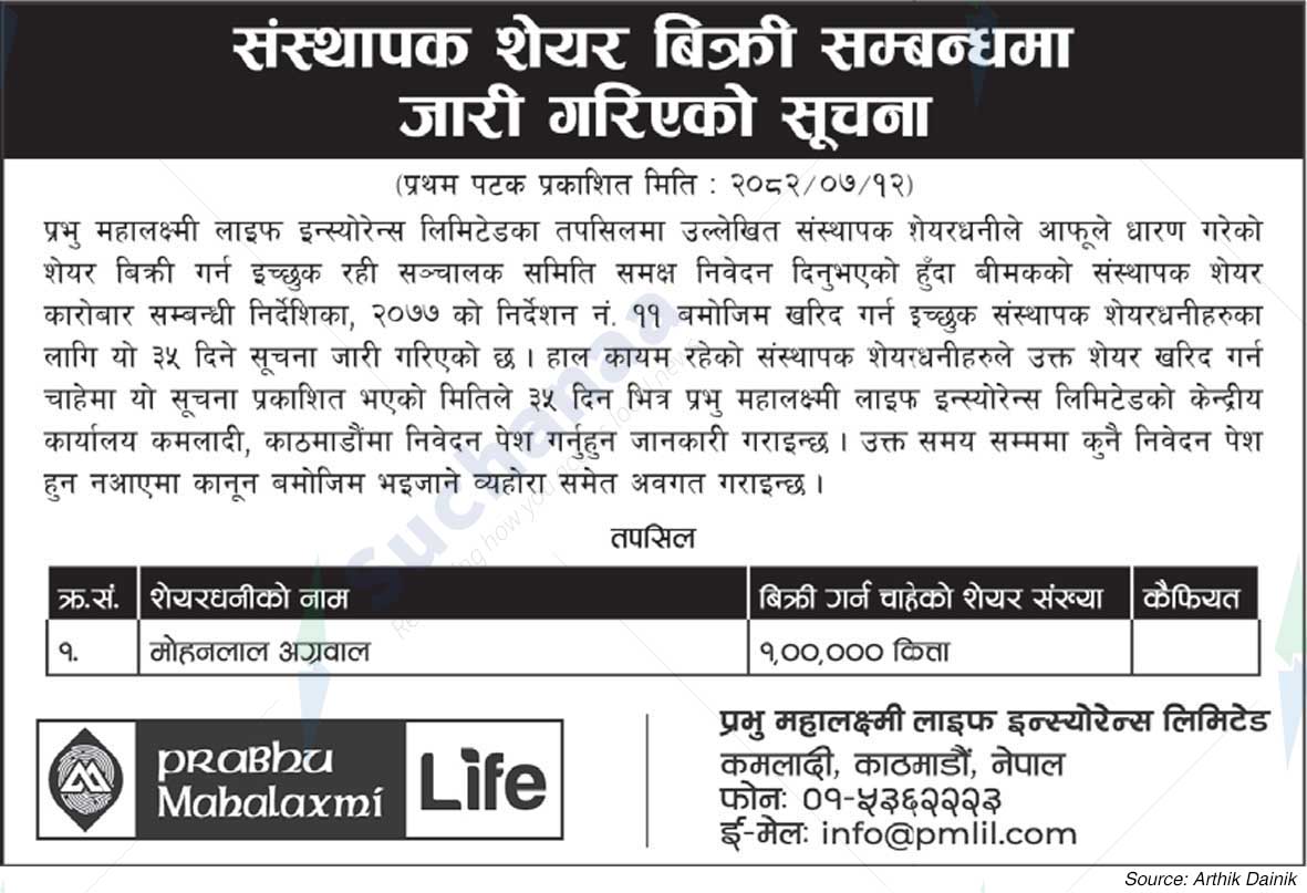 Prabhu Mahalaxmi Life Insurance Limited