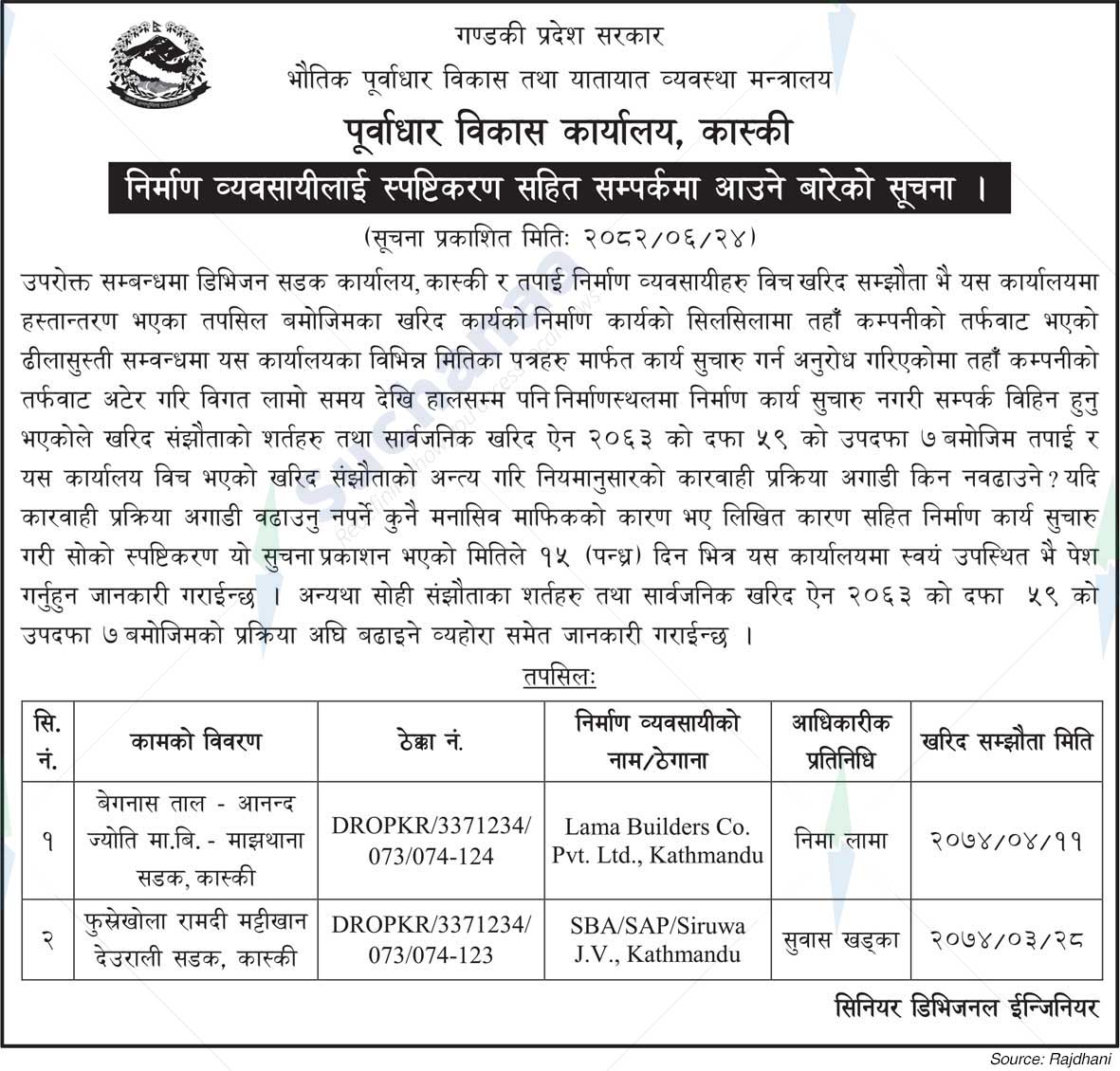 Infrastructure Development Office, Kaski