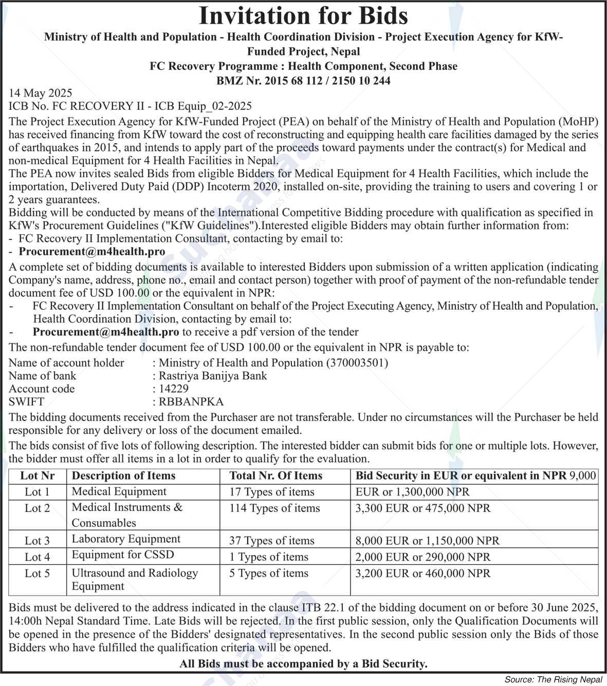 Project Execution Agency for KfW-Funded Project