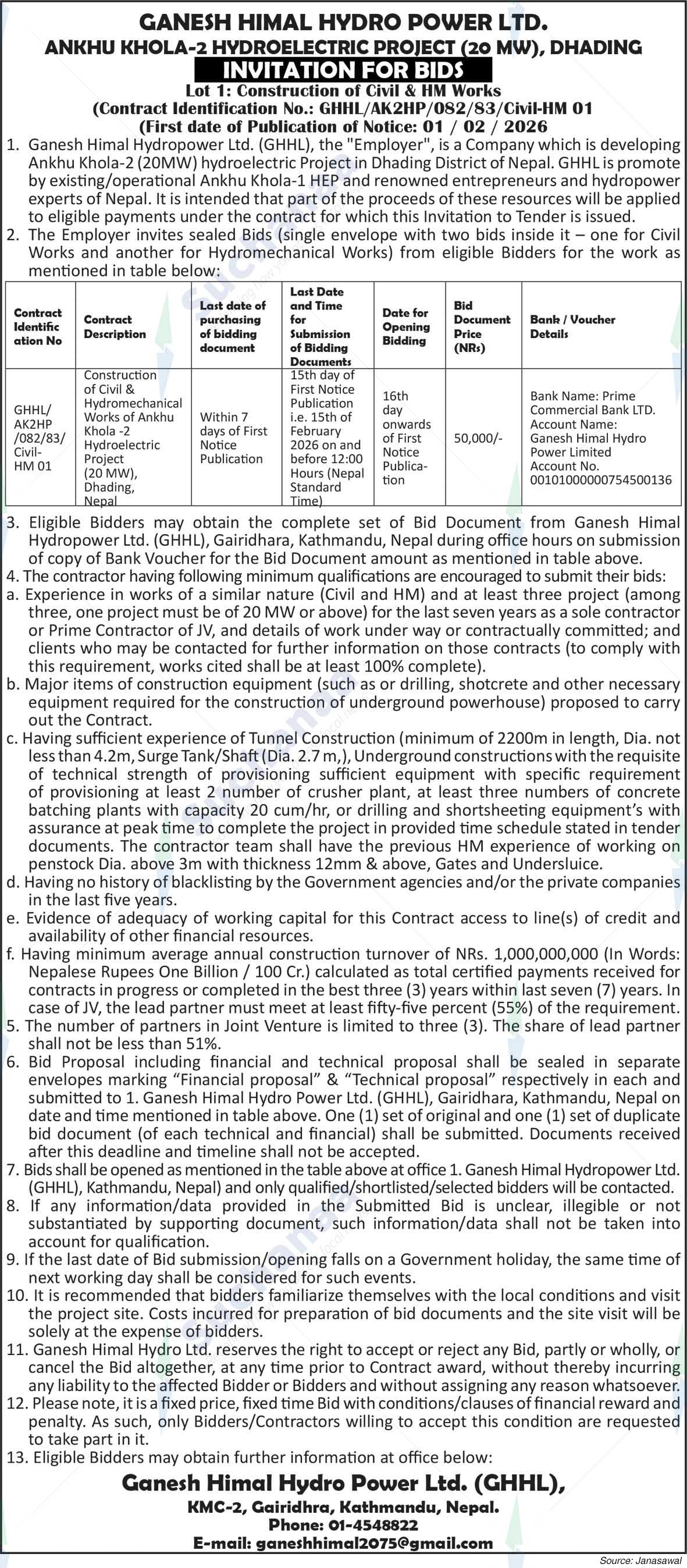 Ganesh Himal Hydro Power Ltd. (GHHL), Gairidhra, Kathmandu