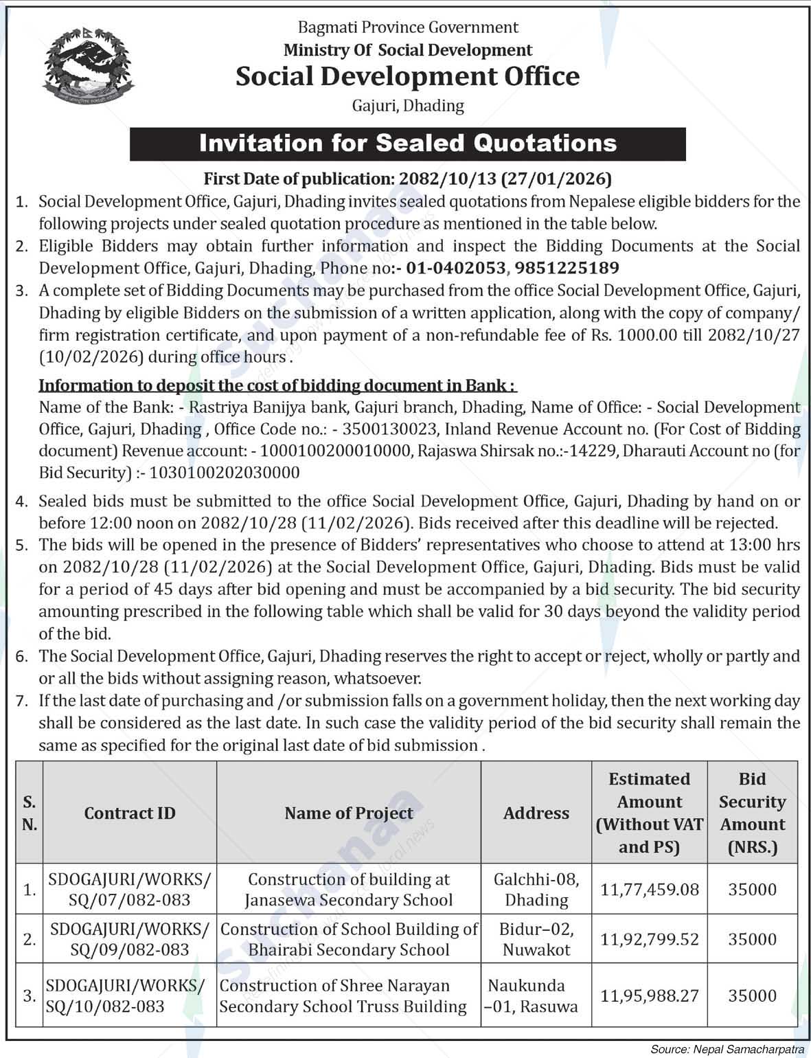 Social Development Office, Dhading