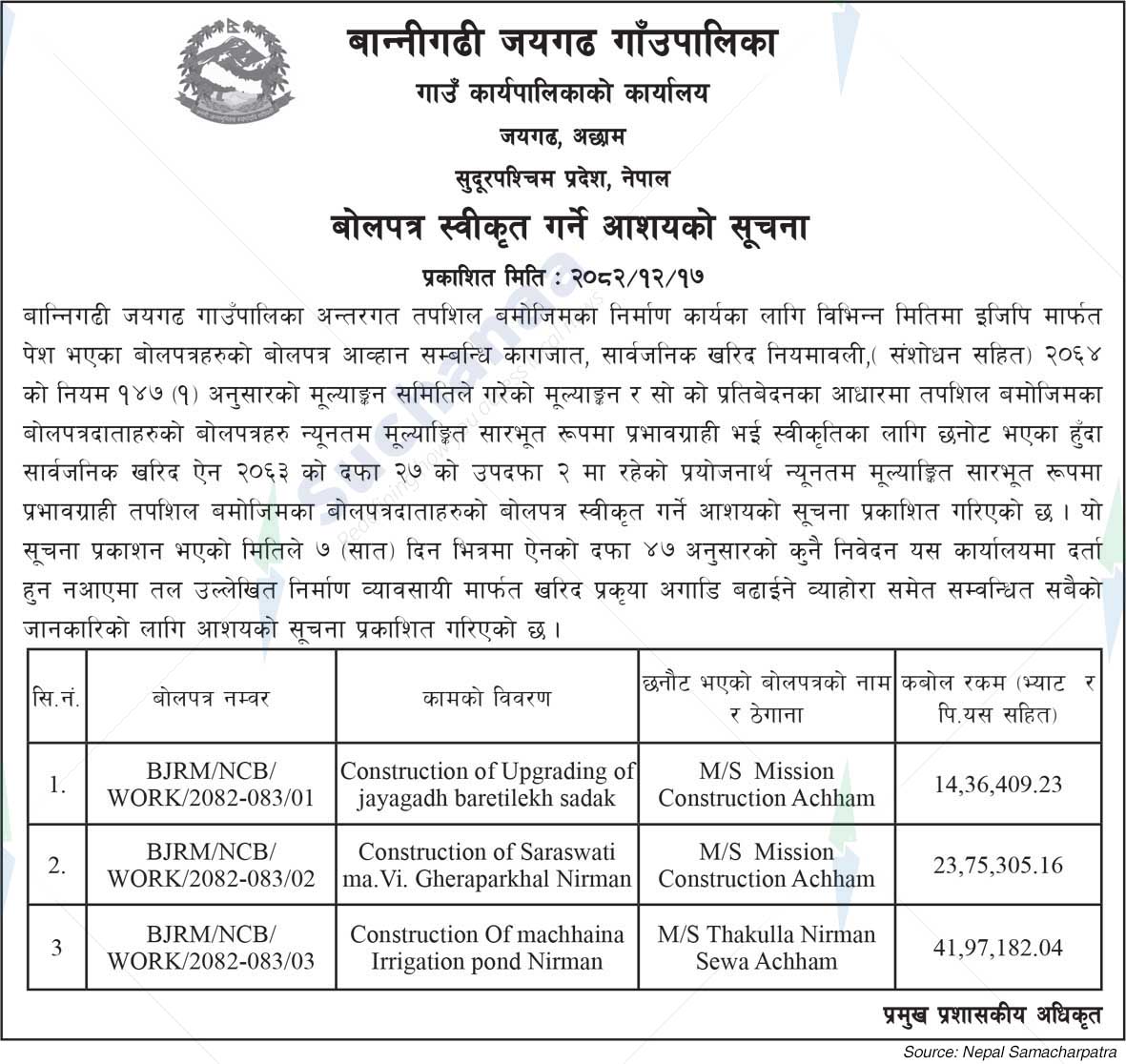 Bannigadhi Jayagadh Rural Municipality