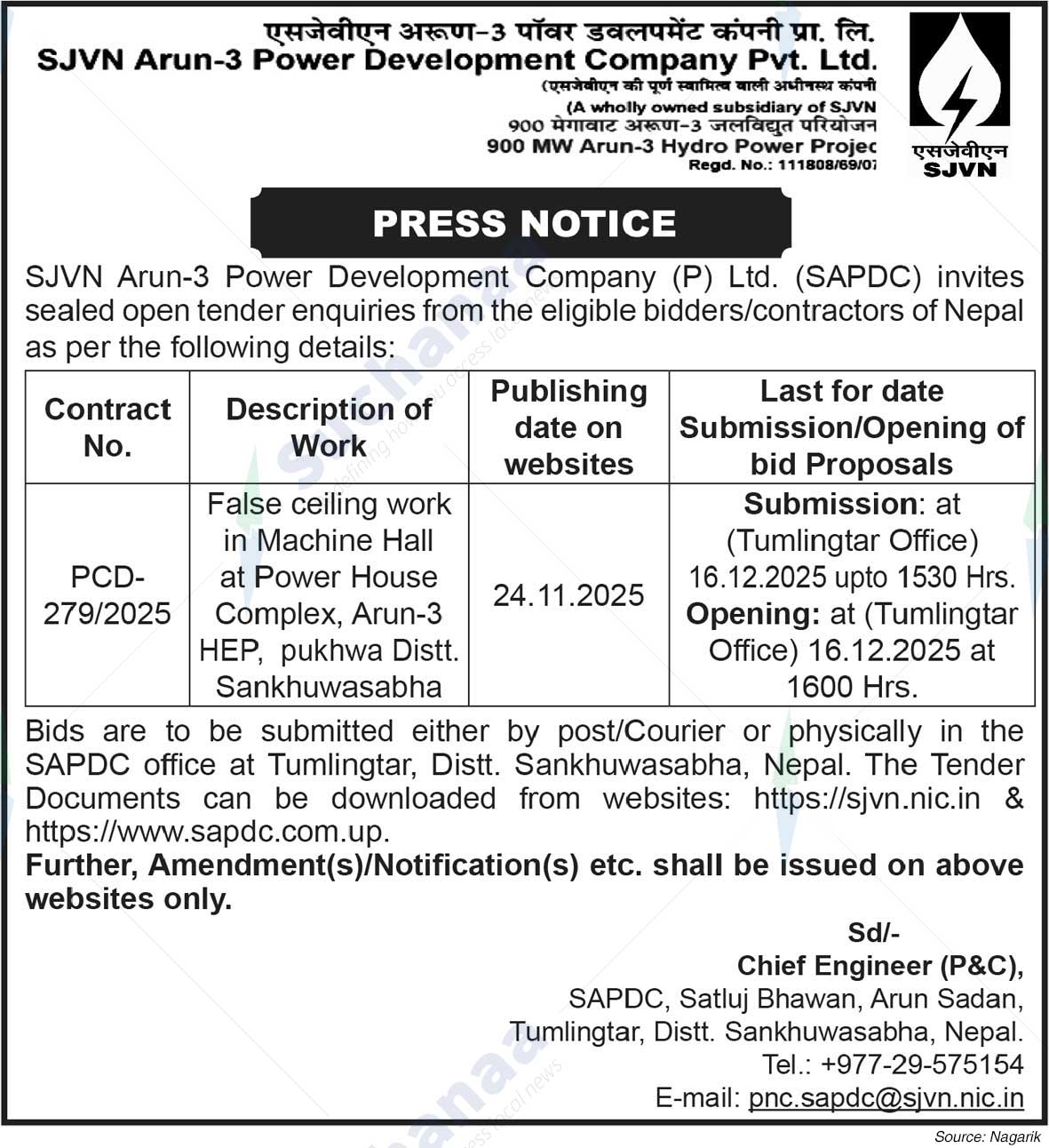 SJVN Arun-3 Power Development Company Pvt. Ltd.