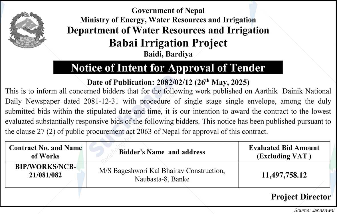 Babai Irrigation Project, Baidi