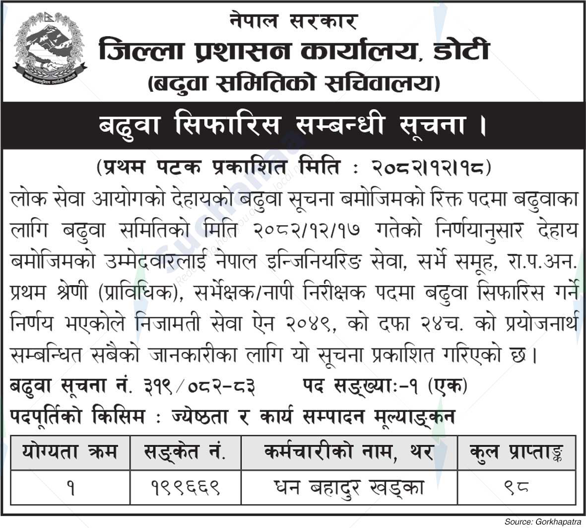 District Administration Office, Doti