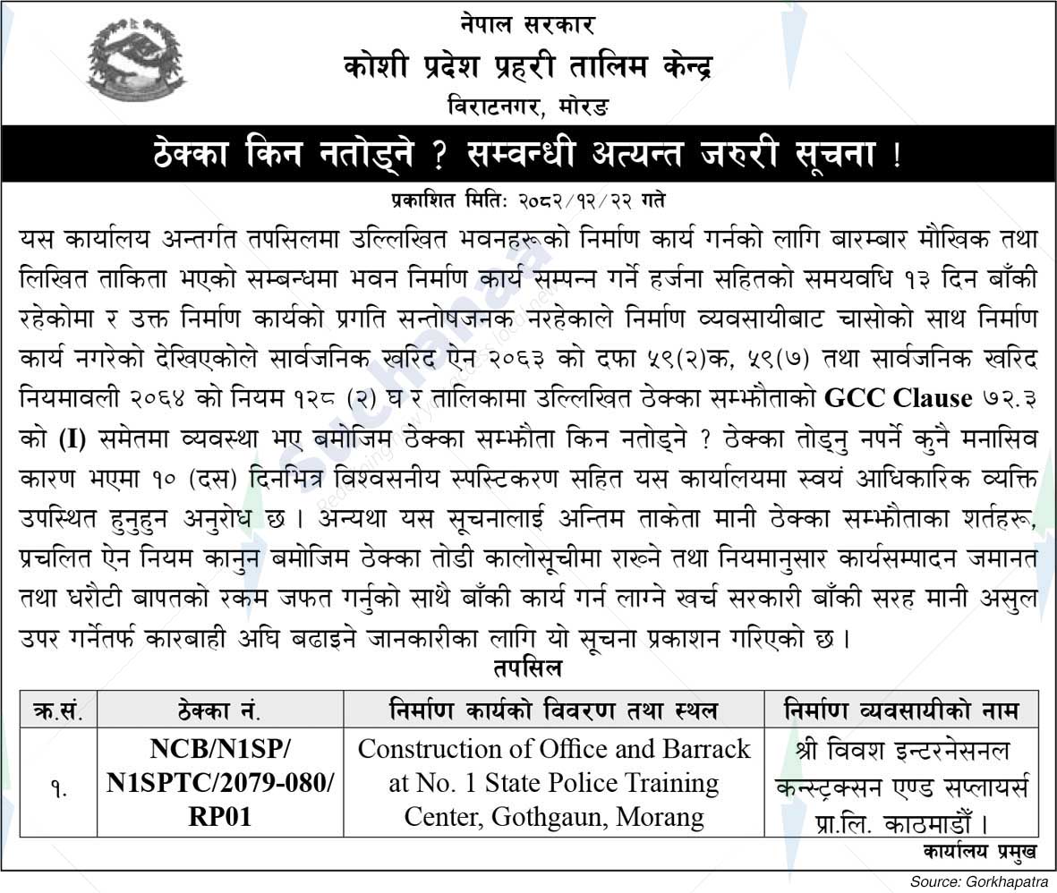 Koshi Pradesh Police Training Centre, Morang